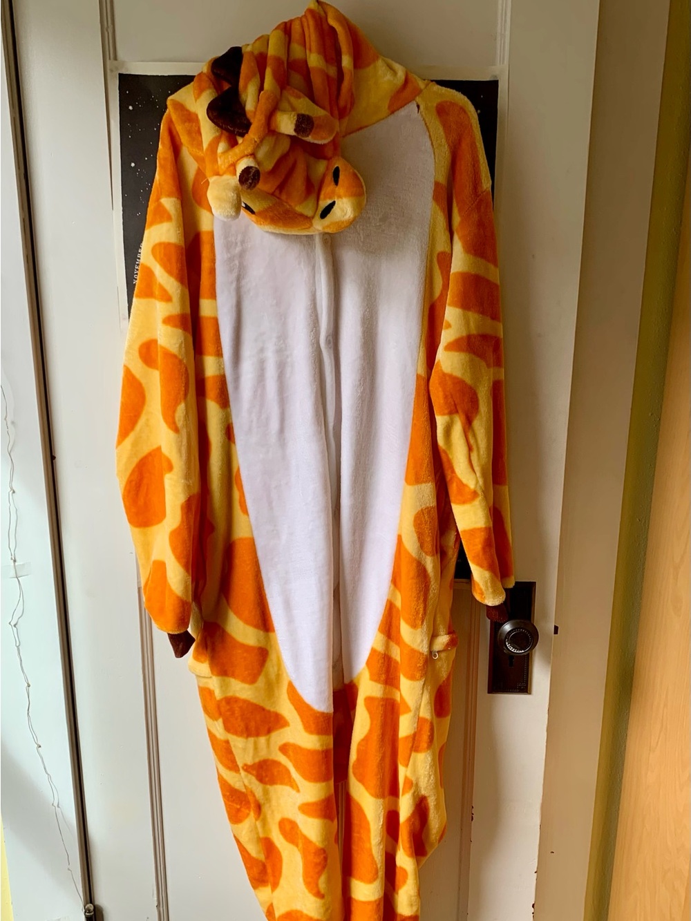 Adult S/Kid’s XL Orange Giraffe Hooded Plush Onesie - Plush Animal Costume